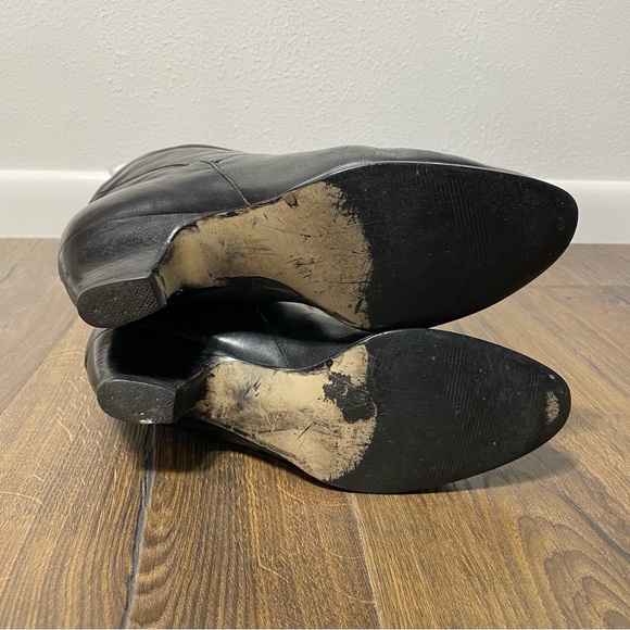 Leather Black Kitten Heel Boots - Picture 6 of 7